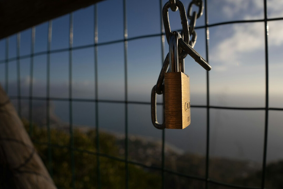 Digital padlock concept for cybersecurity on a screen
