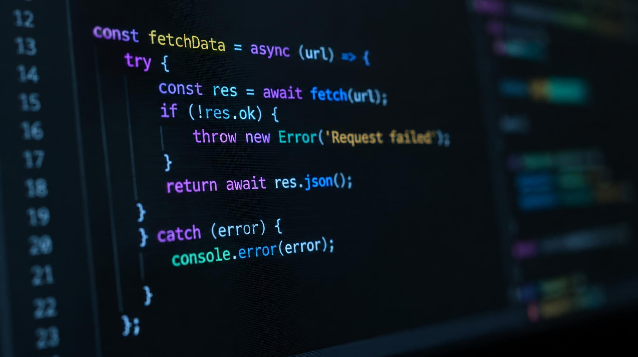 Programming code on a computer screen